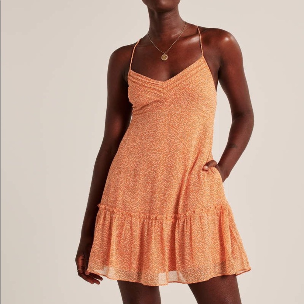 NWT A&F Cami Mini Dress in Orange Pattern